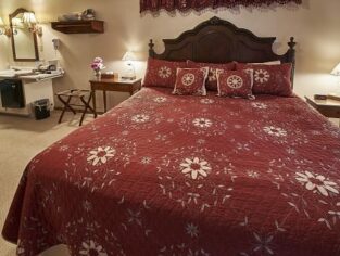 Room 11 with king size bed and red accents