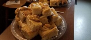 sweets lined up on table