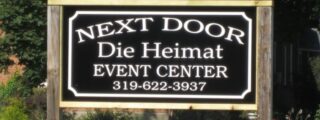 Next Door Die Heimat Event Center sign