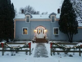 Die Heimat in the snow at Christmastime